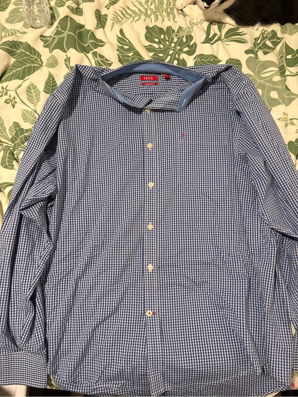 Izod Blue Gingham Long-Sleeve Button-Down Shirt